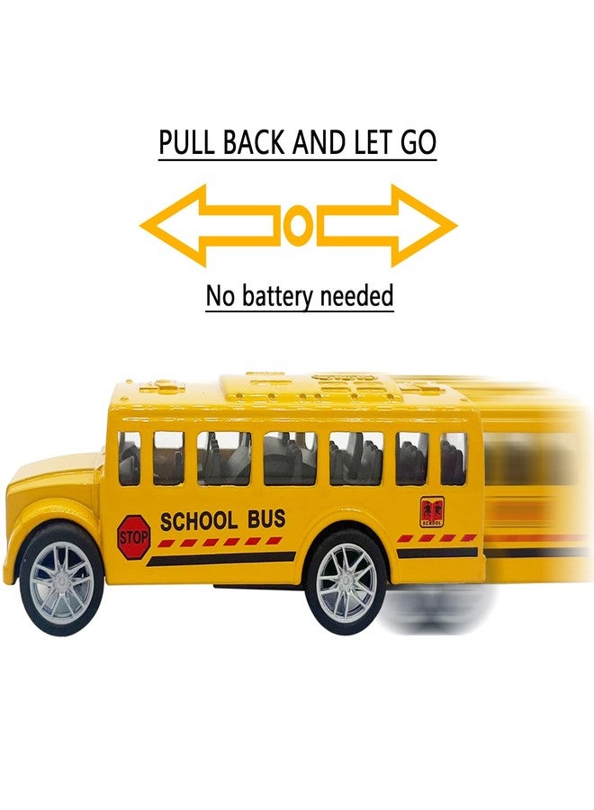 weilaga 6 Pack 3.5" Pull Back Yellow Small Size School Bus Playset,Durable Die-cast Metal Toy Vehicles,Party Favors,Best Birthday Gift for Boys Girls Kids Toddlers - Image 3